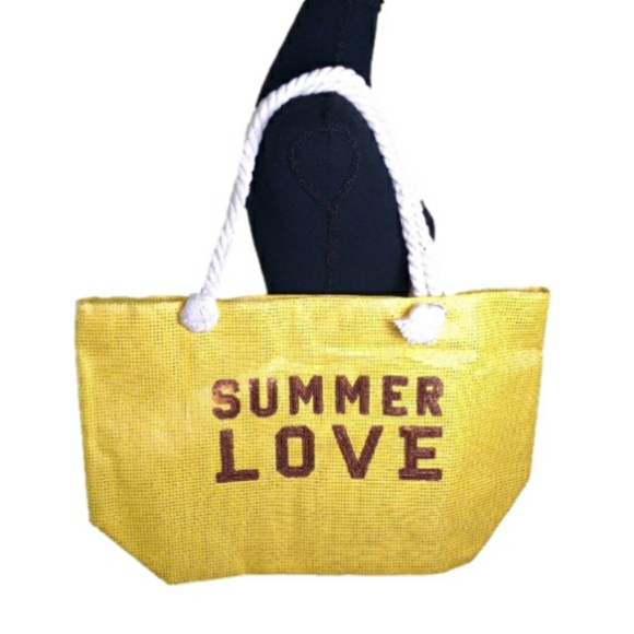 Handbags - Yellow & Rose Gold Summer Love Large Tote Bag NWT